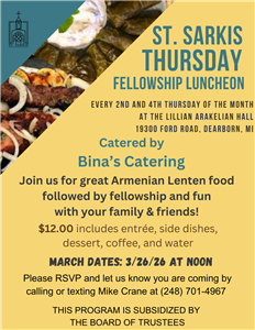 St. Sarkis Thursday Fellowship Luncheon