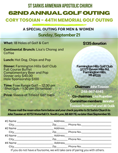 62nd Annual Tosoian Golf Outing